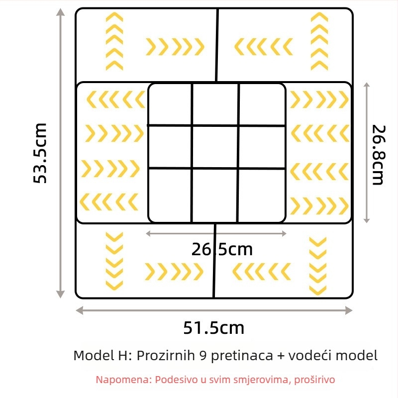 Izvlačni organizator ladice od PET plastike - za kozmetiku, uredske potrepštine i kuhinjske ladice