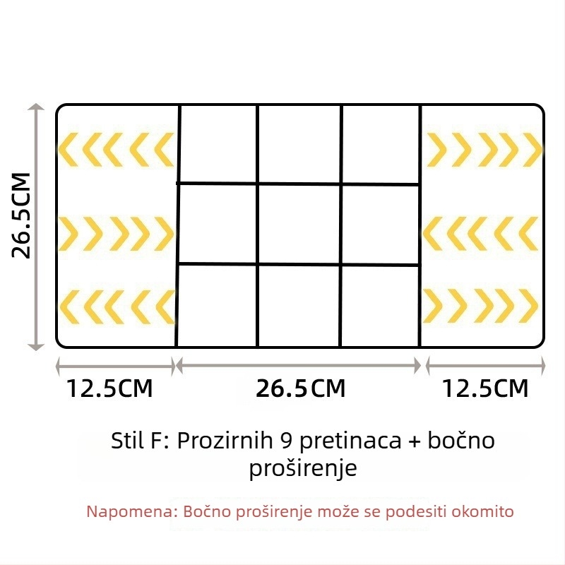 Izvlačni organizator ladice od PET plastike - za kozmetiku, uredske potrepštine i kuhinjske ladice