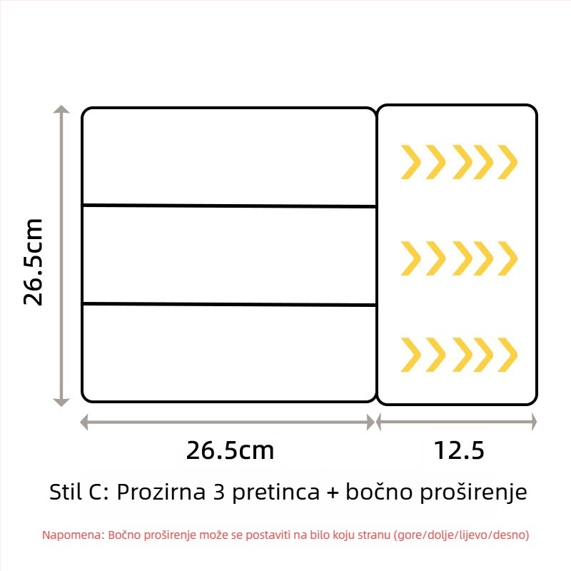 Izvlačni organizator ladice od PET plastike - za kozmetiku, uredske potrepštine i kuhinjske ladice