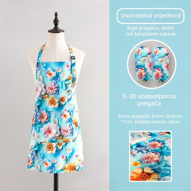 Vodootporna kuhinjska pregača bez rukava – protiv mrlja, s floralnim uzorkom, univerzalna veličina