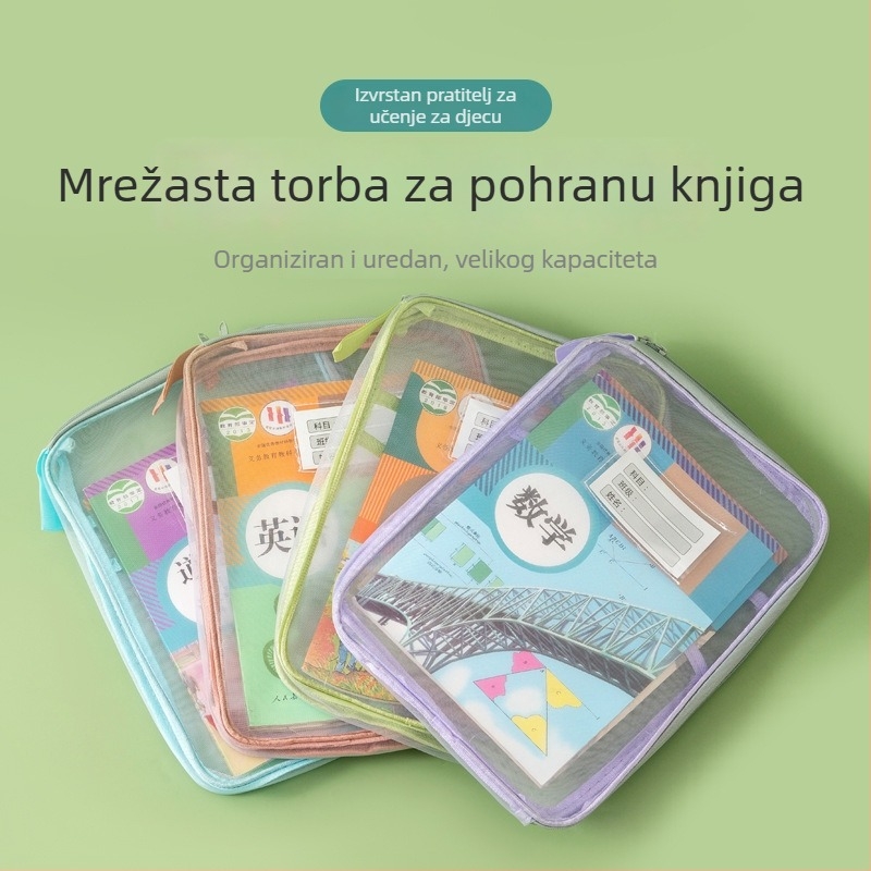 L-oblik torba za dokumente s mrežastim trostrukim organizatorom, zatvarač, veliki kapacitet