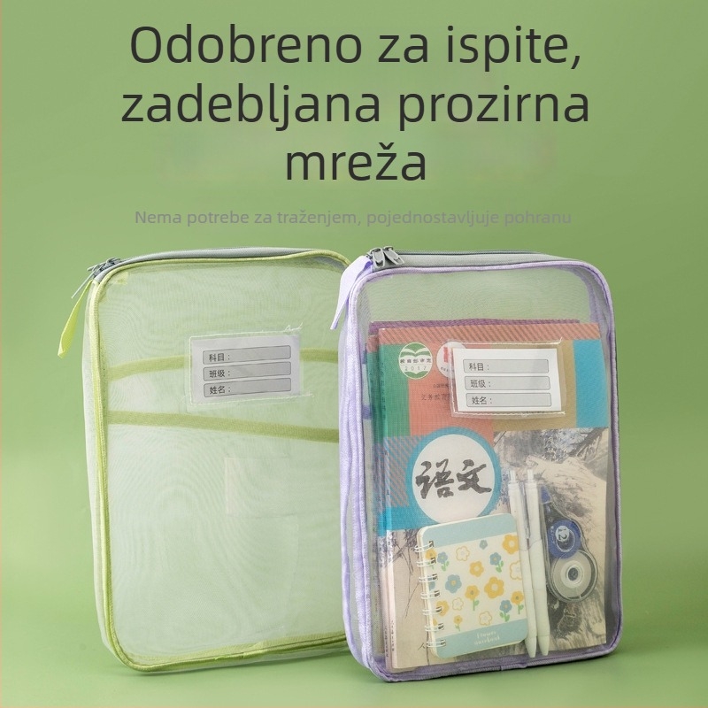 L-oblik torba za dokumente s mrežastim trostrukim organizatorom, zatvarač, veliki kapacitet
