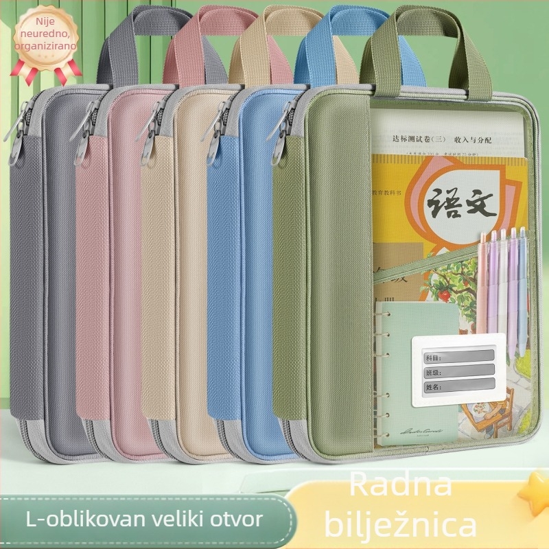 L-oblik torba za razvrstavanje predmeta, prozirna torba za dokumente, mrežasta torba sa zatvaračem, torba za gimnaziju za studije, torba za nošenje knjiga