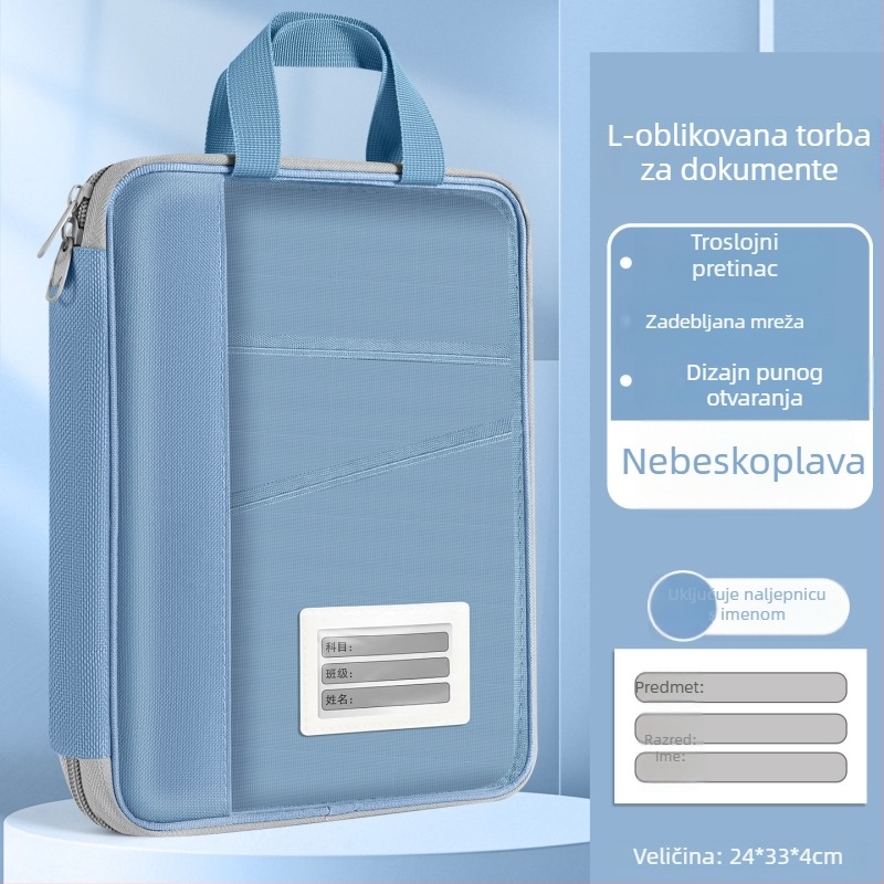 L-oblik torba za razvrstavanje predmeta, prozirna torba za dokumente, mrežasta torba sa zatvaračem, torba za gimnaziju za studije, torba za nošenje knjiga
