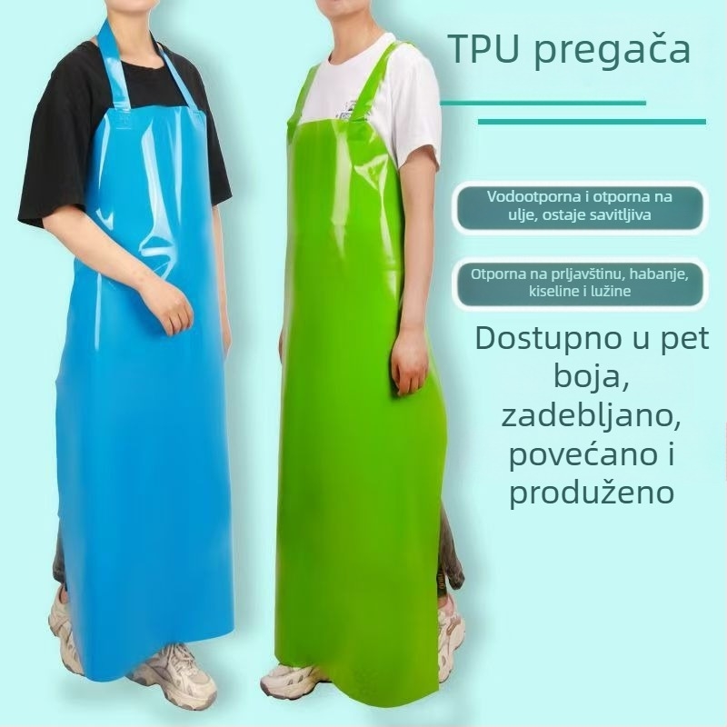 TPU vodootporna i masnoćama otporna bez rukava pregača za kuhinju i trgovinu morskim plodovima