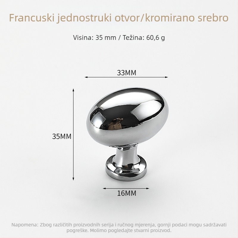 Zlatna jajčasta ručka za ormariće, francuski stil, moderan minimalistički dizajn, za ladice, ormariće za cipele i garderobu