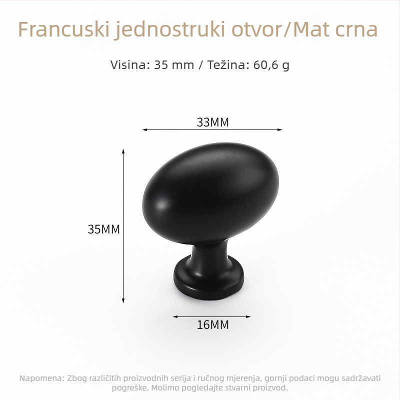 Zlatna jajčasta ručka za ormariće, francuski stil, moderan minimalistički dizajn, za ladice, ormariće za cipele i garderobu
