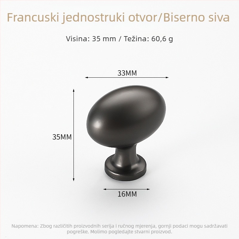 Zlatna jajčasta ručka za ormariće, francuski stil, moderan minimalistički dizajn, za ladice, ormariće za cipele i garderobu