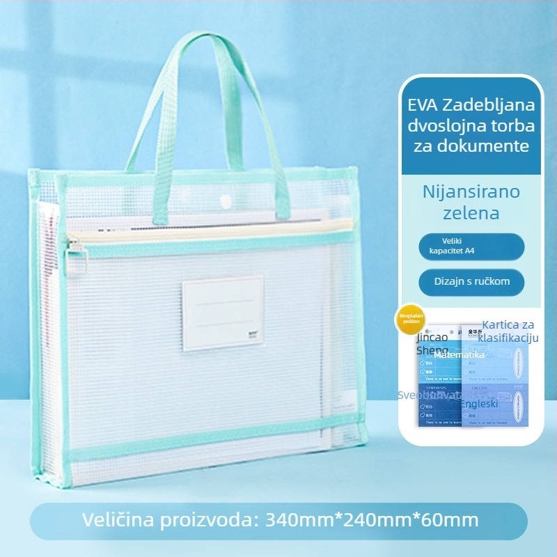 Prozirna vodootporna torba za dokumente za učenike — organizacija po predmetima, spremište za testove i domaće zadatke