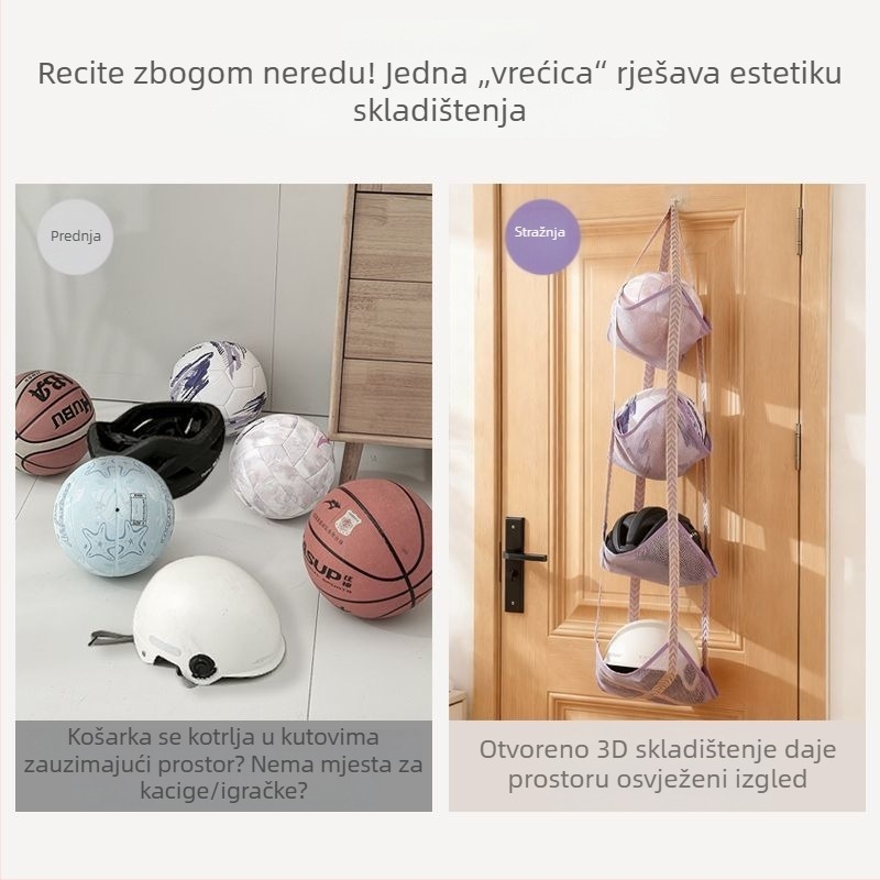 Zidni organizator za pohranu lopti i sportskih potrepština