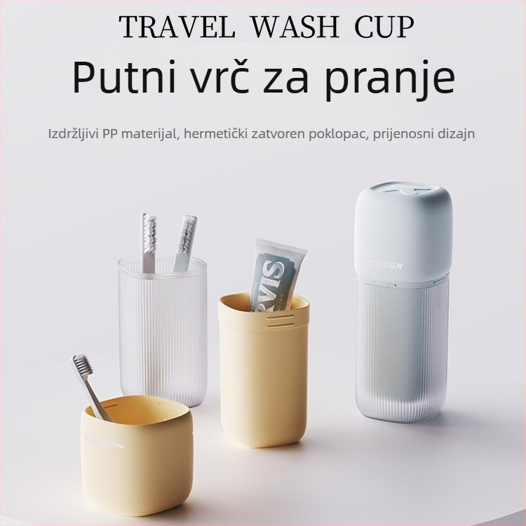 Putna četkica za zube i čašica za ispiranje, prenosna kutija za pastu i četkicu, obiteljski 3-u-1 set dentalnih potrepština