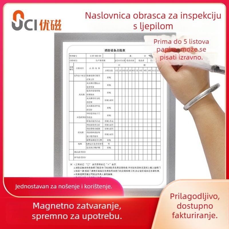 Magnetski folder za dokumente s pretincem za obrazac inspekcije, s ljepljivom stražnjom stranom, za A3/A4/A5 – vizualno upravljanje