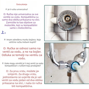 Ručka za miješanje ventila električnog bojlera – U-oblik / zidna, dio ventila za prekidač, universalno za tuš