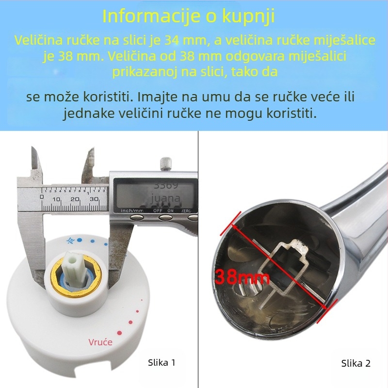 Ručka za miješanje ventila električnog bojlera – U-oblik / zidna, dio ventila za prekidač, universalno za tuš