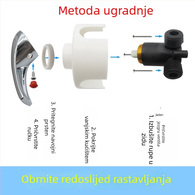 Ručka za miješanje ventila električnog bojlera – U-oblik / zidna, dio ventila za prekidač, universalno za tuš