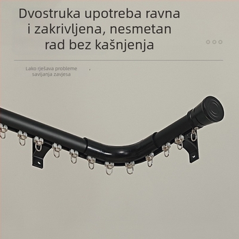 Šina za zavjese s integriranom rimskom šipkom, aluminijski spoj, 6,7 m, 90° zavoj, bočna ugradnja
