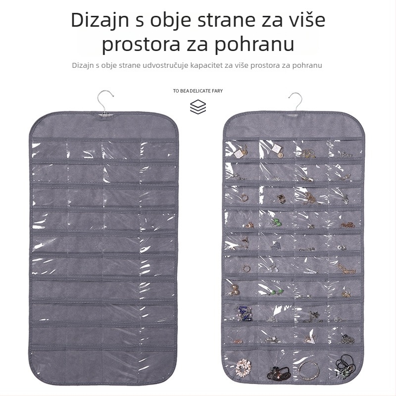 Dvostranični viseći organizator s 80 pretinaca za nakit i sitnice