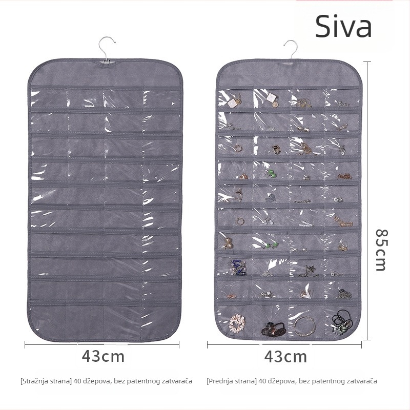 Dvostranični viseći organizator s 80 pretinaca za nakit i sitnice
