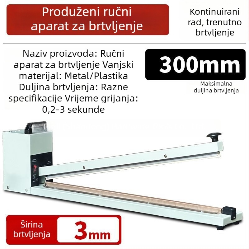 Ručni produženi brtvljač za vrećice hrane, brtvljenje aluminijske folije i filma, komercijskog ranga