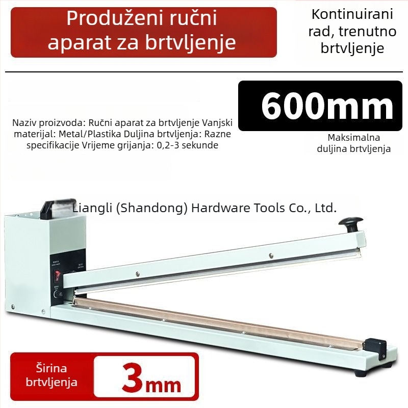 Ručni produženi brtvljač za vrećice hrane, brtvljenje aluminijske folije i filma, komercijskog ranga
