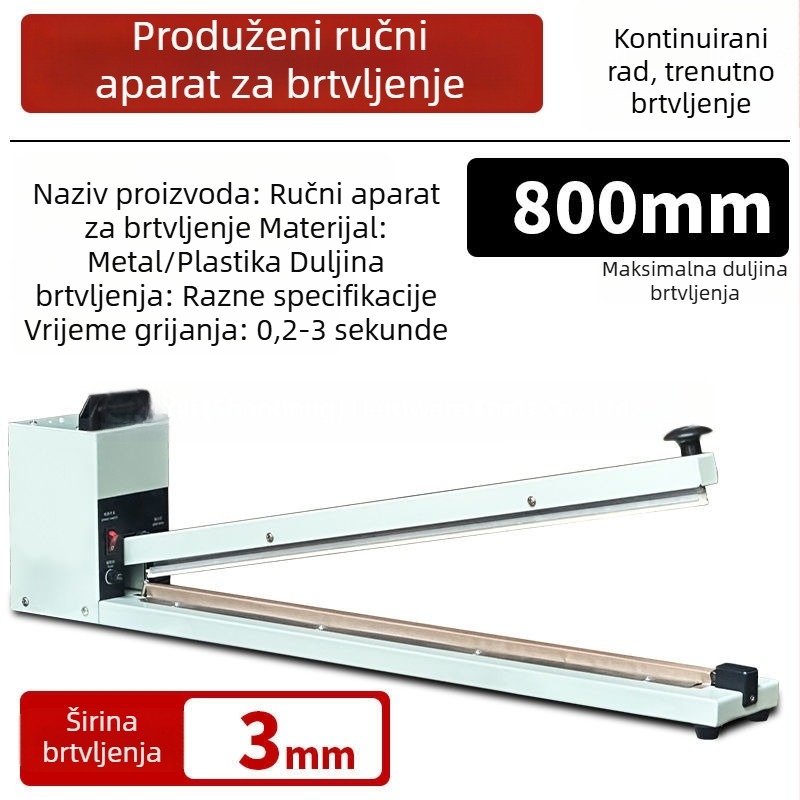 Ručni produženi brtvljač za vrećice hrane, brtvljenje aluminijske folije i filma, komercijskog ranga