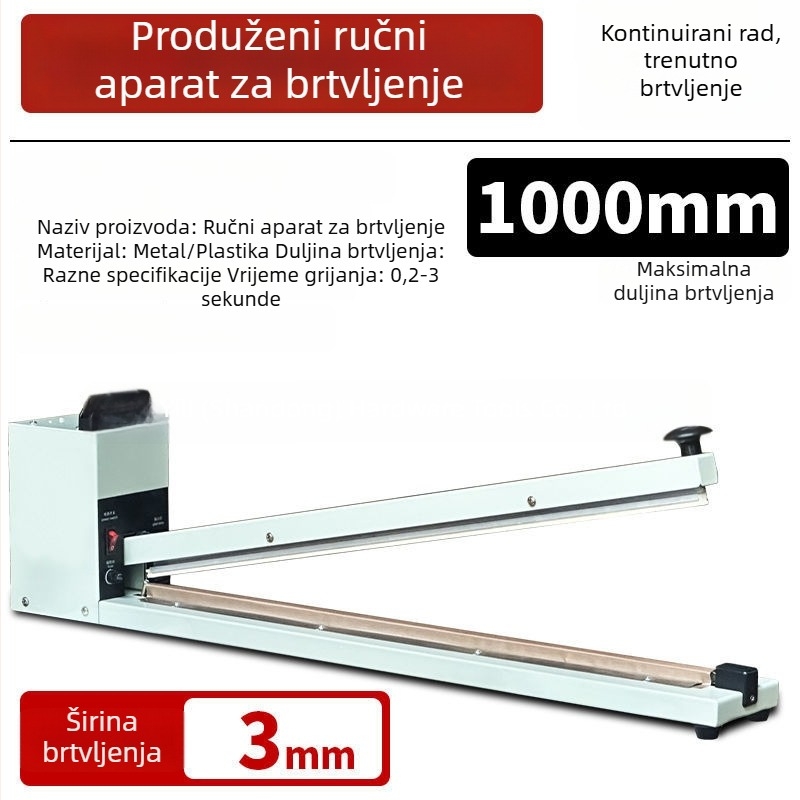 Ručni produženi brtvljač za vrećice hrane, brtvljenje aluminijske folije i filma, komercijskog ranga