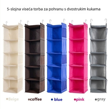 Sklopiva vrećica za skladištenje odjeće s metalnim kukom, netkani materijal, prašini otporna, višeslojni garderobni organizator