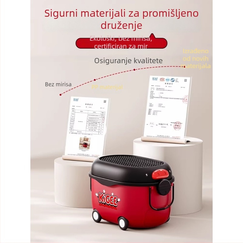 Kutija za pohranu igračaka s kotačićima, crtani dizajn, kapacitet 20–30 L, set od 3 komada, za igračke, odjeću i knjige