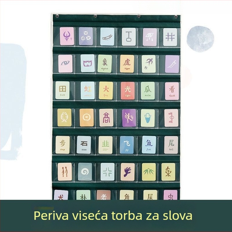 Prozirna viseća torba za pohranu kartica s slovima i riječima — zidni prikaz za ranu nastavu engleskog jezika