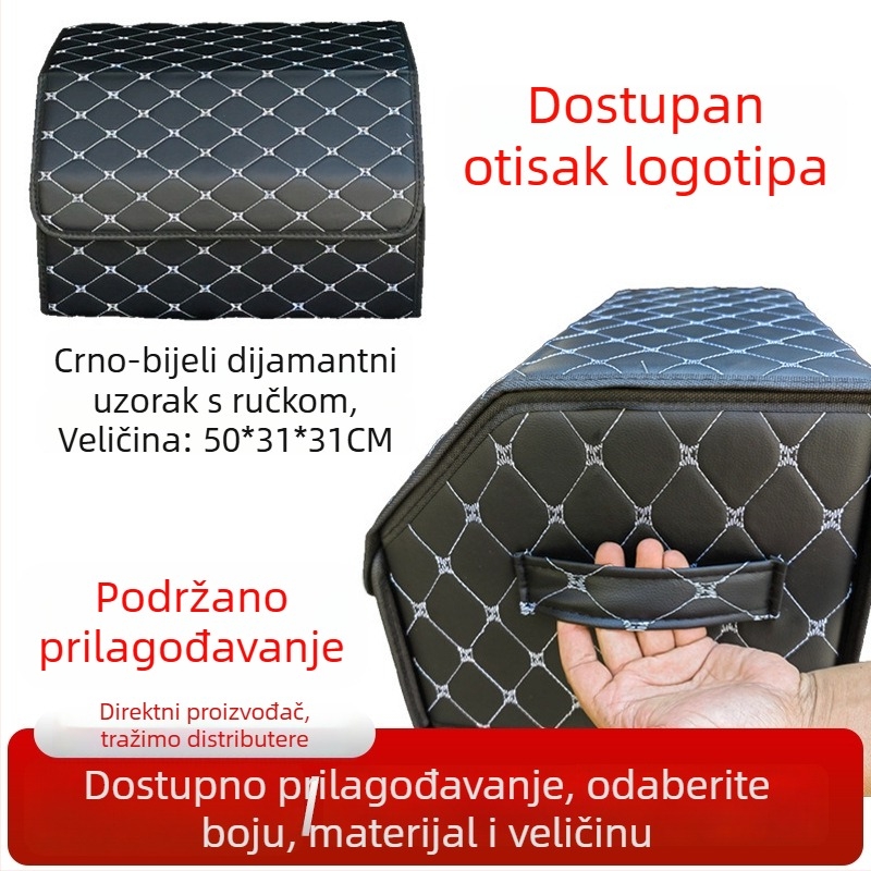 Kožna kutija za pohranu u prtljažniku automobila, sklopiva kutija s logotipom