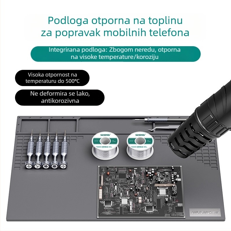 Anlixin Silikonska podloha za popravak mobitela, otporna na visoke temperature, debela, pogodna za toplinski zrak i lemilicu, višenamjenska radna podloga.