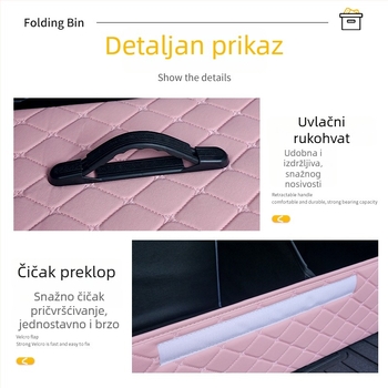 ružičasti sklopivi organizator za prtljažnik, višestruke funkcije za automobil