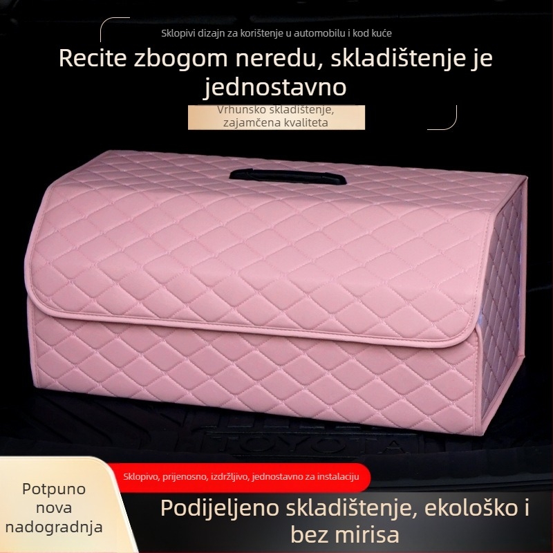 ružičasti sklopivi organizator za prtljažnik, višestruke funkcije za automobil