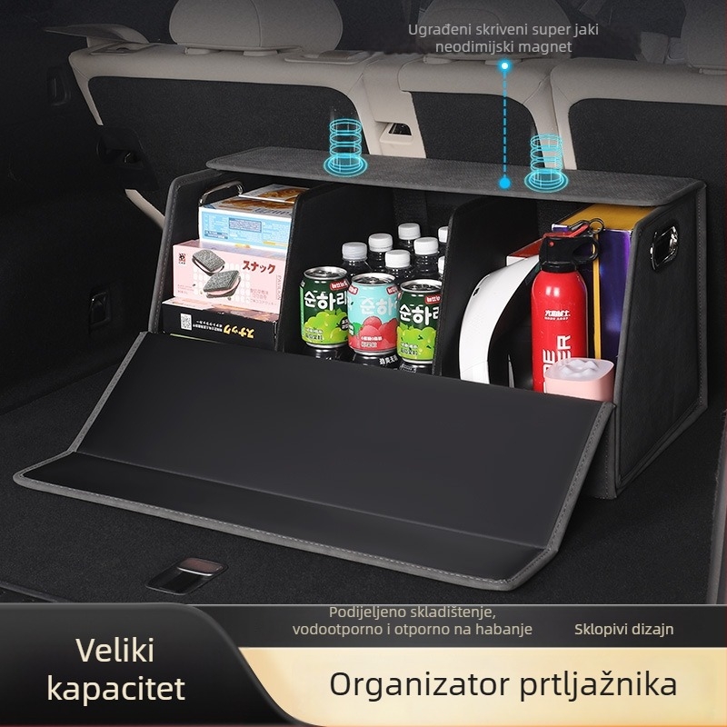 Kožni organizator prtljažnika automobila, sklopiva vodootporna kutija za pohranu
