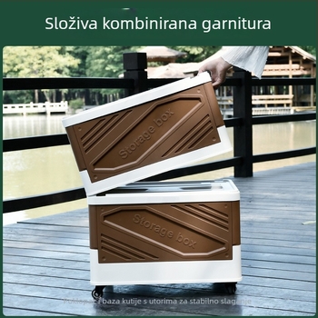 Sklopiva kutija za pohranu za automobil i kampiranje s kotačićima, velik kapacitet 40–50 l