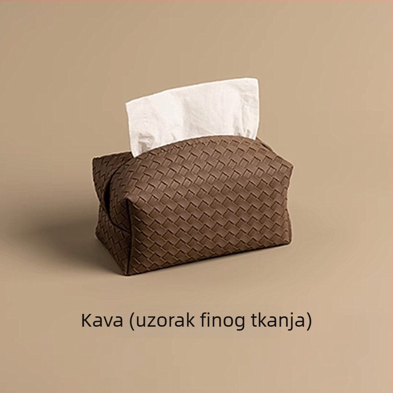Kutija za maramice s tkanim uzorkom i kožnim efektom za dnevni boravak, luksuzan dizajn