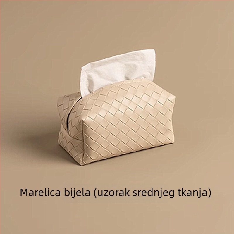 Kutija za maramice s tkanim uzorkom i kožnim efektom za dnevni boravak, luksuzan dizajn
