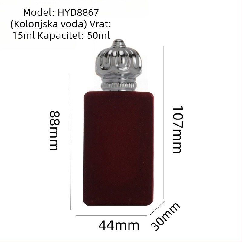 50 ml staklena bočica za parfem s kapom od cinkove legure, prozirna prazna bočica, navoj 15 mm