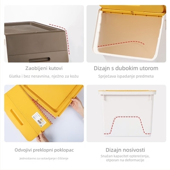 Camellia kutija za skladištenje s prednjim otvorom, moderni minimalistički plastični organizator za igračke, knjige i odjeću, 30–40 L, otporna na prašinu i vlagu