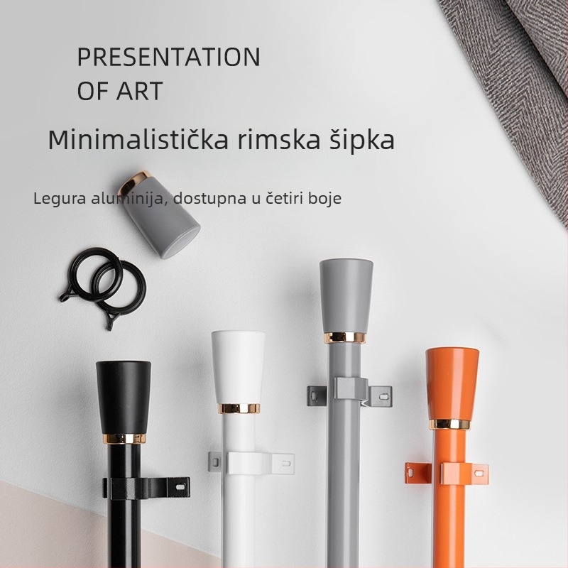 Nordijska zavjesa šipka – jednoručna i dvostruka, bijela/crna, od aluminijske legure, komplet dodataka za spavaću sobu