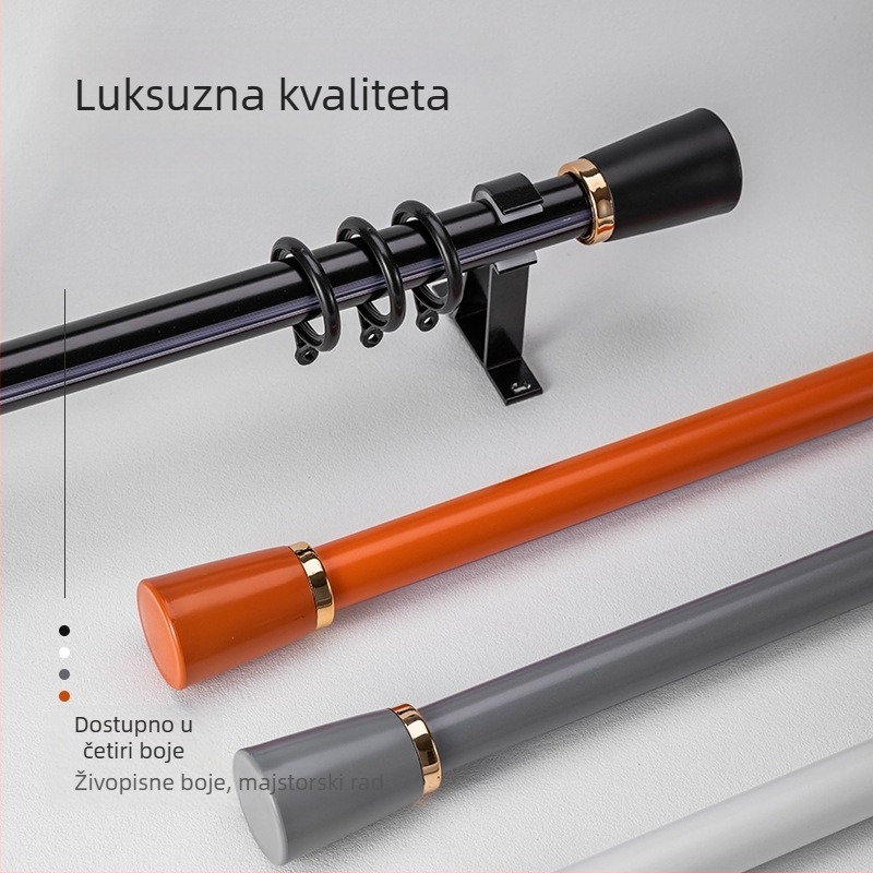 Nordijska zavjesa šipka – jednoručna i dvostruka, bijela/crna, od aluminijske legure, komplet dodataka za spavaću sobu