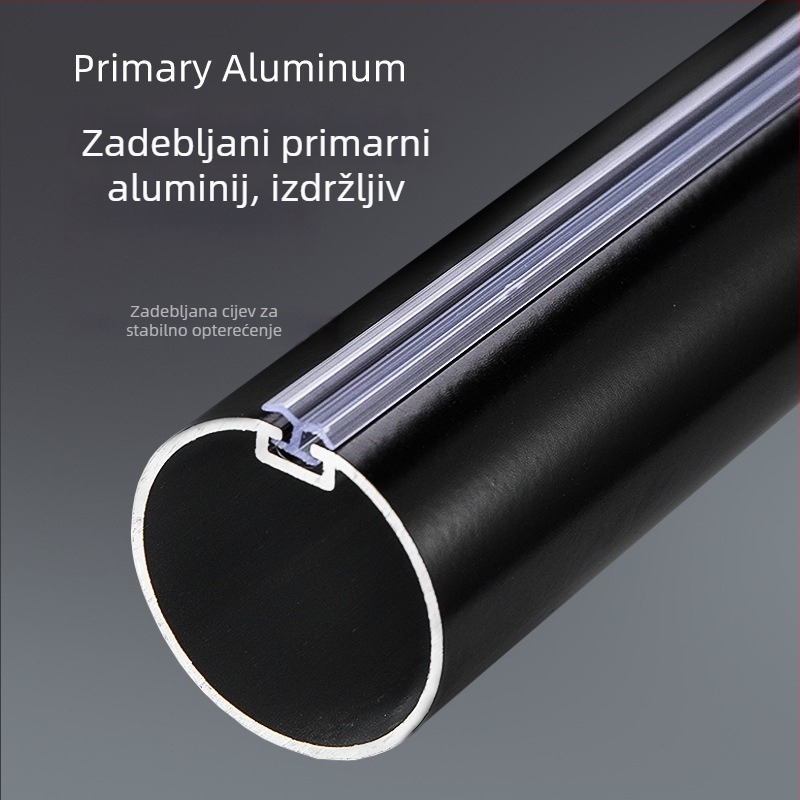 Nordijska zavjesa šipka – jednoručna i dvostruka, bijela/crna, od aluminijske legure, komplet dodataka za spavaću sobu