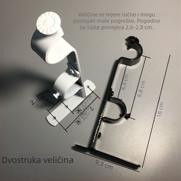 Podesiva baza za nosač zavjese za rimski štap, željezo, bijela, minimalistički stil