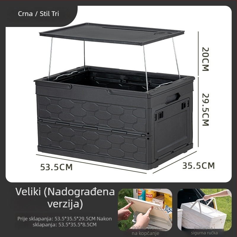 Sklopiva kutija za kampiranje za automobil, 50 L, višenamjenska