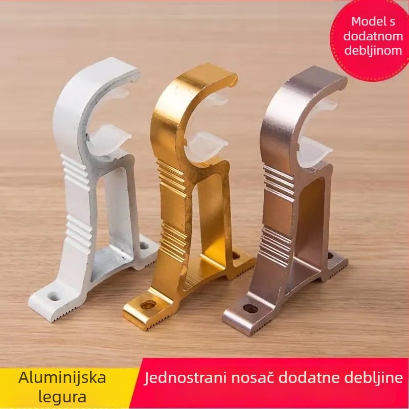 Aluminijski držač zavjesa s bazom za rimski štap, gornja ili bočna montaža, zidni nosač