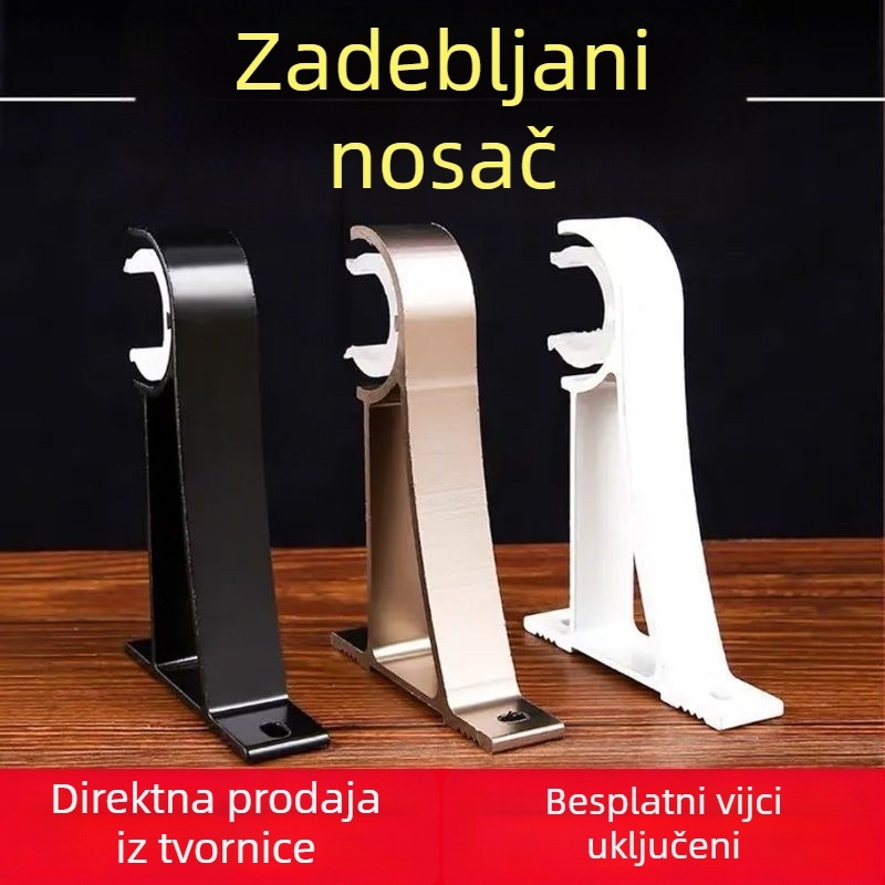 Aluminijski držač zavjesa s bazom za rimski štap, gornja ili bočna montaža, zidni nosač