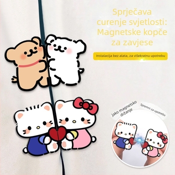 Qingyue Akrilne magnetske kukice za tuš zavjesu – crtani stil, otporne na propuštanje, bez čavala za vrata