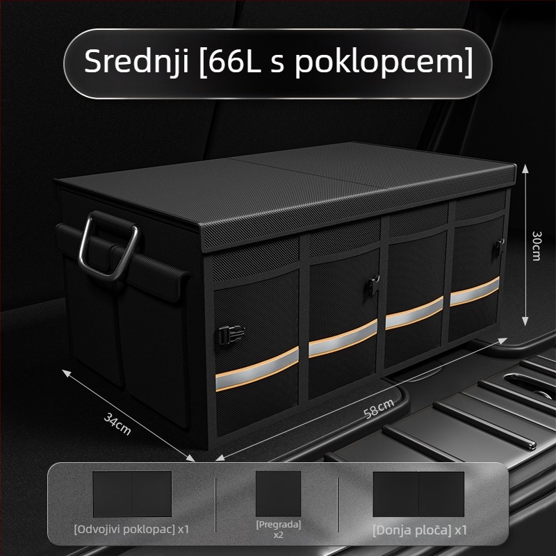 Sklopiva kutija za pohranu u prtljažniku automobila s držačem – univerzalni organizator