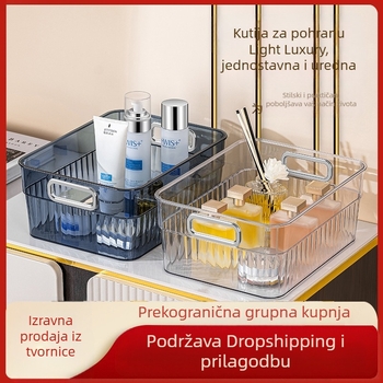 Prozirni akrilni organizator kozmetike za stolni prostor – ruževi, maske i njega kože