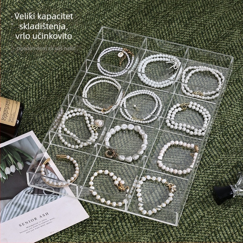 Prozirna plastična kutija za nakit s pregradama za narukvice, ogrlice i naušnice – velika kapaciteta